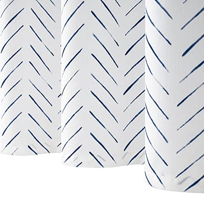 jinchan Blue and White Shower Curtain Inky Herringbone Chevron Zig Zag Waterproof Fabric Modern Farmhouse Shower Curtains for Bathroom with 12 Hooks 70x72 Inches - color: Inky Blue, size: 70"W x 72"L (Pack of 1)