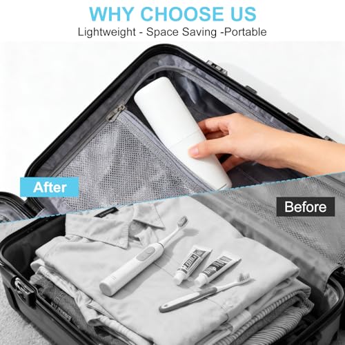 Travel Toothbrush and Toothpaste Case,Portable White Tooth Brush Holder,Large Toothbrush Container with Mouthwash Cup,2 in 1 Toothbrush Organizer for Traveling,Camping,School,Home -2PCS - color: White