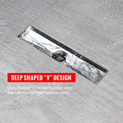 SaniteModar Linear Shower Drain 12 inch Brushed with Square Hole Panel | AISI 304 Stainless Steel Brushed Linear Dain Rectangle Shower Floor Drain with Hair Strainer and Leveling Feet - color: Stainless Steel, size: 12 Inch