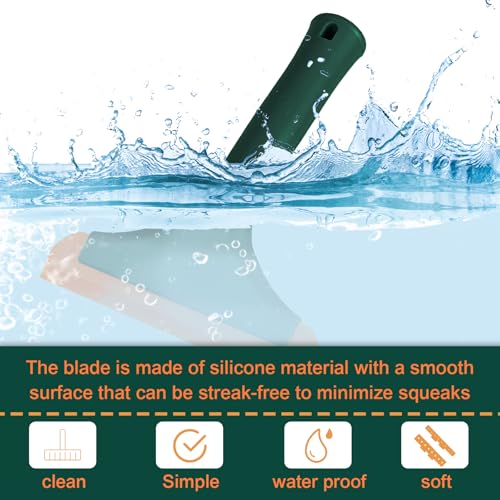 Small Silicone Window Squeegee, Auto Windshield Water Blade Scraper, Multifunctional Auto Squeegee with 5.9 Inch Blade and Non-Slip Handle for Car Window, Home Cleaning (Dark Green, 1PCS) - color: Dark Green