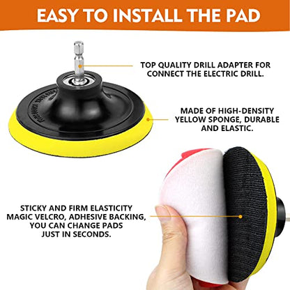 Drill Brush Attachments 20 PCS Scrub Pads & Sponge Power Scrubber Brush with Extend Long Rod All Purpose for Grout, Bathroom Surface, Sinks, Corner, Car Detailing, Carpet, Floor, Laundry Room Cleaning