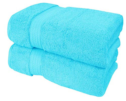 GLAMBURG 700 GSM Premium Oversized Extra Large Cotton 2 Pack Bath Sheet 35x70-100% Combed Cotton - Luxury Hotel & Spa Quality - Durable Ultra Soft Highly Absorbent - Turquoise Blue - color: Turquoise Blue, size: 2 Pack 700 GSM Bathsheet