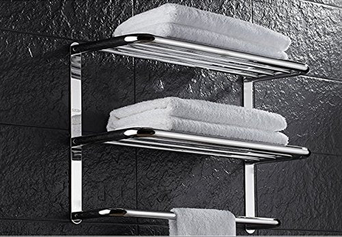 LUANT Bathroom Shelf 3-Tier Wall Mounting Rack with Towel Bars - color: Polished 20 Inch