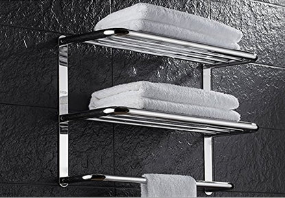 LUANT Bathroom Shelf 3-Tier Wall Mounting Rack with Towel Bars - color: Polished 20 Inch