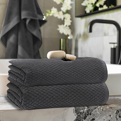 COTTON CRAFT Euro Spa Waffle Weave Bath Sheets - Set of 2 Grey Towel Sheets | Pure 100% Ringspun Cotton Oversized Luxurious Towel Set - Soft Plush Super Absorbent Low Lint Quick Dry - 35 x 70 inches - color: Grey, size: 2 Pack Bath Sheet
