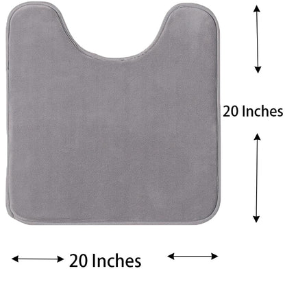 Madeals Velvet Toilet Lid Cover and Tank Lid Cover with Toilet Mat Memory Foam 3 Piece Toilet U Shaped Mat Set Grey - color: Grey