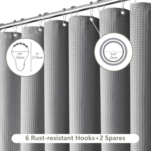 Inhousolu Fabric Shower Curtain, Waffle Weave 230 GSM Polyester, Weighted Hem, Metal Hooks Included, Water Repellent Washable, 36 x 72 Inch, Gray - color: Grey, size: 36"W x 72"L (Pack of 1)