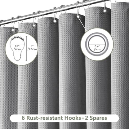 Inhousolu Fabric Shower Curtain, Waffle Weave 230 GSM Polyester, Weighted Hem, Metal Hooks Included, Water Repellent Washable, 36 x 72 Inch, Gray - color: Grey, size: 36"W x 72"L (Pack of 1)