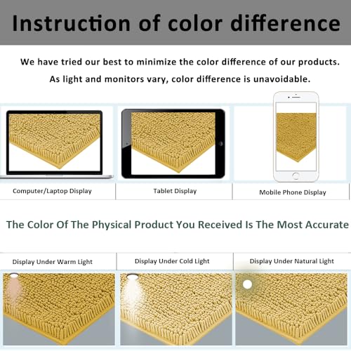 Bathroom Rugs Sets 2 Piece Extra Soft Chenille Bathroom Mats Non Slip Bath Mat Set,Absorbent Shaggy Rugs Perfect Plush Bath Rugs with U-Shaped Toilet Rug,Bathrom Carpets for Bathroom Gold - color: Gold