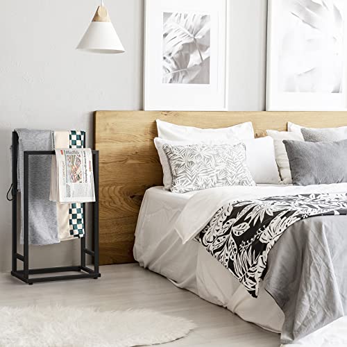 Freestanding Towel Rack 2 Tier Towel Holder Stand Small Hand Towel Drying Rack Black Towel Blanket Racks for Bathroom Laundry Room Bedroom Pool (Matte Black) - color: Black