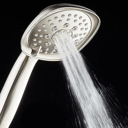 AquaDance, Satin Nickel Luxury Square 6-setting High-Pressure Hand Extra-Long 72" Stainless Steel Hose, Bracket, Solid Brass Fittings, Finish. Premium Handheld Shower Head from Top American - color: Satin Nickel
