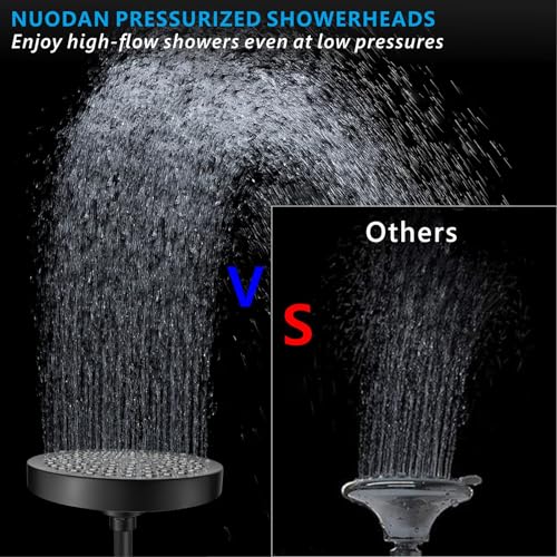 High Pressure Rain Shower Head - High Flow Rainfall Showerhead - Luxury Modern Look - Pressure Boosting Bathroom Shower Heads (6 inches, Black) - color: Matte Black