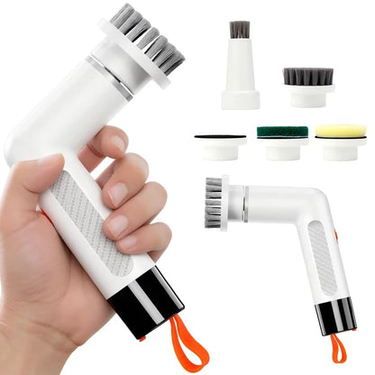 6-in-1 Electric Spin Scrubber with 5 Brush Heads – Cordless, Rechargeable, Dual-Speed & Waterproof, Electric Scrubber for Cleaning Bathroom Tile Floor Window Kitchen Sink