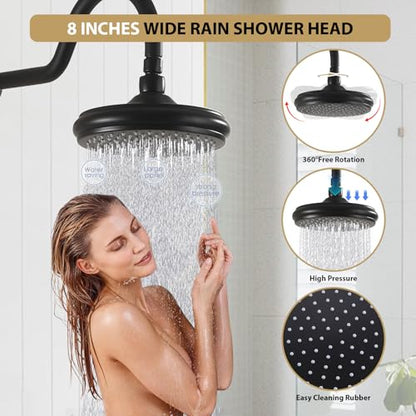 Shower Systems with Handheld Sprayer,3 Functions Shower Faucet Sets Wall Mounted,Shower Fixture with Brass Valve,Complete Shower System Kit with Foldable Tub Spout (Matte Black) - color: Matte Black
