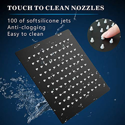 Voolan Rain Shower head, High Pressure Shower Head Made of 304 Stainless Steel, Relaxed Shower Experience Even at Low Water Flow and Pressure (8" Black) - color: Matte Black, size: 8 Inch