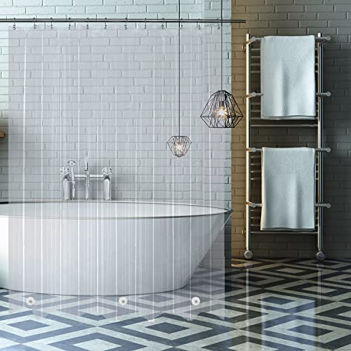TIKABC Shower Curtain Liner, Clear Plastic Waterproof Bathroom 4G Shower Curtains, 72x72 inch Shower Liner with 3 Magnetic Weights (Clear) - color: Clear 4g