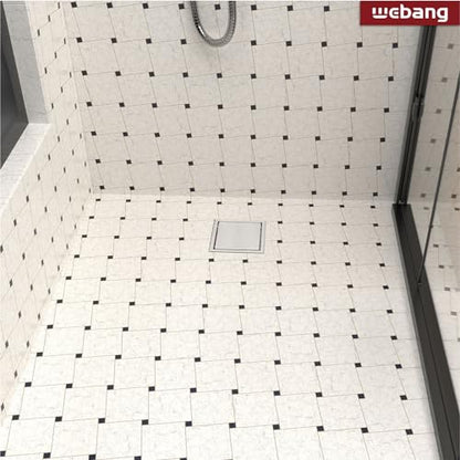 4 Inch Square Shower Drain Brushed Floor Drain with Flange Reversible 2-in-1 Cover Tile Insert Grate Removable SUS304 Stainless Steel CUPC Certified Brushed - color: Brushed, size: 4 Inch