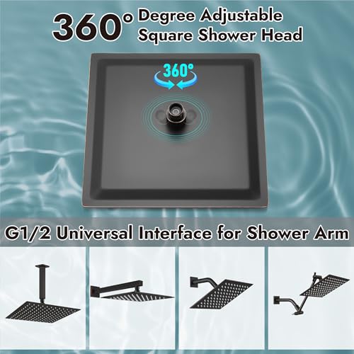 Midanya Square Rain Shower Head,High Pressure,Oil Rubbed Bronze 10 Inch | 360°Swivel,Ceiling or Wall Mount,Waterfall Full Body Coverage,Bathroom Remodel,Stainless Steel Large Rainfall Shower Head - color: Bronze, size: 10 Inch