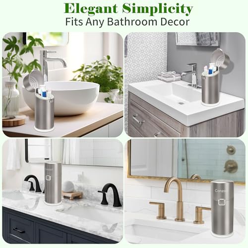 Toothbrush Holders for Bathrooms, Travel Toothbrush Organizer Toothbrush and Toothpaste Holders, 5 Slots Tooth Brushing Holder with Cover for Bathroom Countertop Organizer