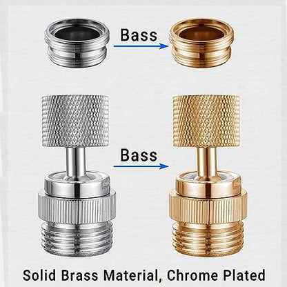 320° Swivel Garden Hose Adapter, Faucet to Hose Adapter with Aerator, Male to Female Sink Adapter for Bathroom, Kitchen, Garden - 3/4" Thread (Chrome) | Faucet to Hose Adapter, Male to Female Sink Adapter for Bathroom, Kitchen, Garden - color: Faucet Hose