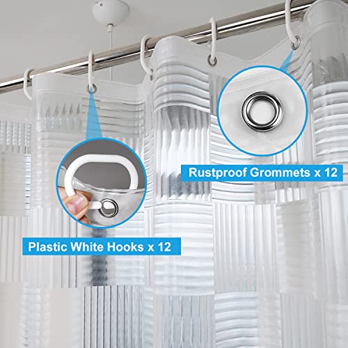EurCross 75 inch Long Clear Shower Curtain Liner with Design, Waterproof Softer Plastic Curtain Liner for Bathroom 72x75 inches Length with 3 Bottom Weights - color: Clear, size: 72"W x 75"L (Pack of 1)
