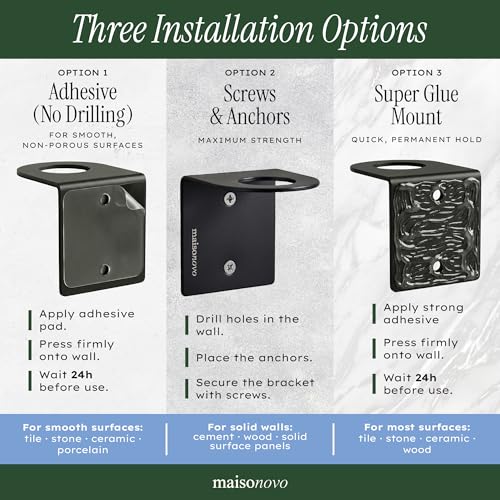 MaisoNovo Shampoo and Conditioner Dispenser|Refillable Clear Bamboo 3-Pack | 500 ml Shower Gel Dispenser Set of 3. Refillable Shampoo and Conditioner Bottles. Drill Free Secure Design. Clear Bamboo - color: Clear Bamboo Set of 3