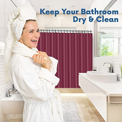 No Smell Shower Curtain Liner 72x72 Burgundy - PEVA Plastic Shower Curtain for Bathroom, PVC-Free Waterproof Burgundy Shower Liner with Metal Grommets and Magnet-Weighted Bottom Hem - Washable Liner - color: Burgundy