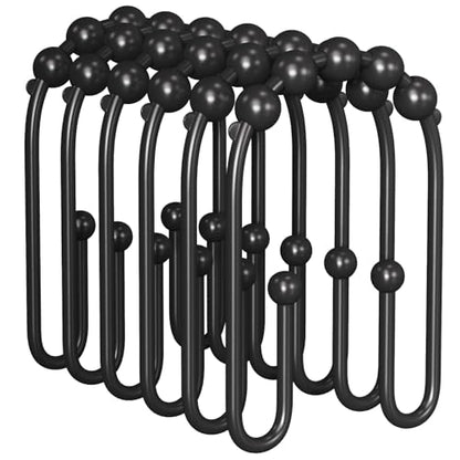 AmazerBath Shower Curtain Hooks Rings, Metal Shower Curtain Rings, Black Shower Curtain Hooks Rust Proof Double Hook Shower Hooks for Shower Curtain and Liner, Shower Rod Hooks Bathroom 12Pcs - color: Matte Black, style: Modern