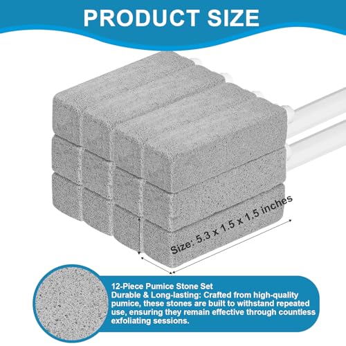 12 Packs Pumice Cleaning Stone with Extra Long Handle, Pumice Stone for Toilet Bowl Clean for Cleaning Toilets, Bathtubs, Grills, Swimming Pools, Sinks - size: 12 Pack