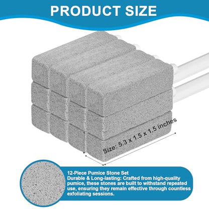 12 Packs Pumice Cleaning Stone with Extra Long Handle, Pumice Stone for Toilet Bowl Clean for Cleaning Toilets, Bathtubs, Grills, Swimming Pools, Sinks - size: 12 Pack