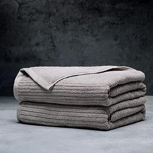 Luxury Performance 2-Piece Bath Towel Set | Dual-Loop Design | Ultra Soft | Highly Absorbent | Quick Drying | Oyster (Tan) - color: Oyster, size: 2 Bath Towels