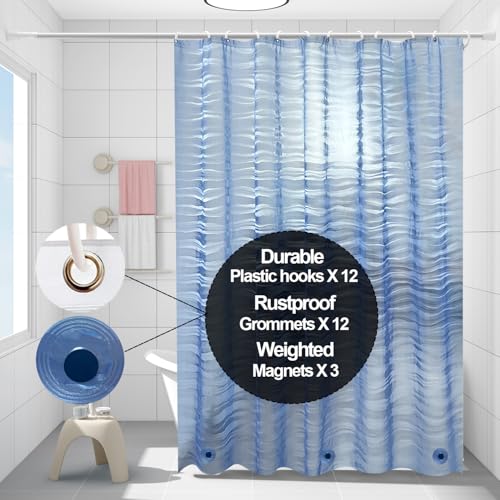 Plastic Shower Liner - Premium EVA 4G Shower Curtain Liner with Rustproof Grommets and 3 Weighted Magnets, Waterproof Shower Curtains for Bathroom (Ripple) - color: Ripple, size: 71"W x 71"L (Pack of 1)