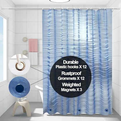 Plastic Shower Liner - Premium EVA 4G Shower Curtain Liner with Rustproof Grommets and 3 Weighted Magnets, Waterproof Shower Curtains for Bathroom (Ripple) - color: Ripple, size: 71"W x 71"L (Pack of 1)