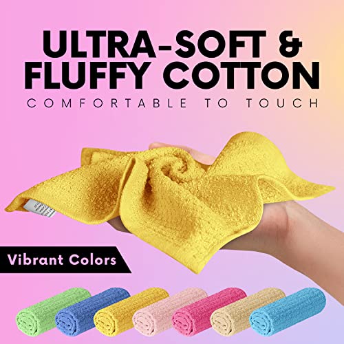 Elaine Karen Body Wash Cloths 100% Cotton Washcloths 24 Pack Cotton wash Cloths for Showering, Face Towels Cotton, Rags for Body - Soft and Absorbent - Wash Cloths for Body, 12 x 12 Inches - size: 24 Pack