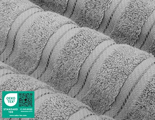 American Soft Linen 100% Cotton Luxury Turkish Towels, 6 Piece Towel Set | Soft Absorbent Quick Dry OEKO Tex Standard 100 Certificated Durable Machine Washable Premium Hotel Quality - color: Light Grey