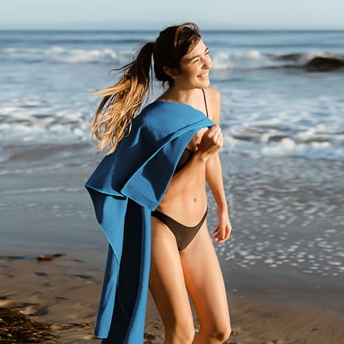 Hero Microfiber Large Beach Towel Compact for Travel (Blue, 40" x 72") - color: Blue, size: 40" x 72"