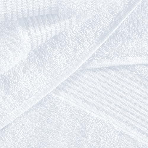 Ultra Soft 6 Pack Cotton Towel Set, Contains 2 Bath Towels 28x55 inch, 2 Hand Towels 16x24 inch & 2 Wash Coths 12x12 inch, Ideal Everyday use, Compact & Lightweight - White - color: White