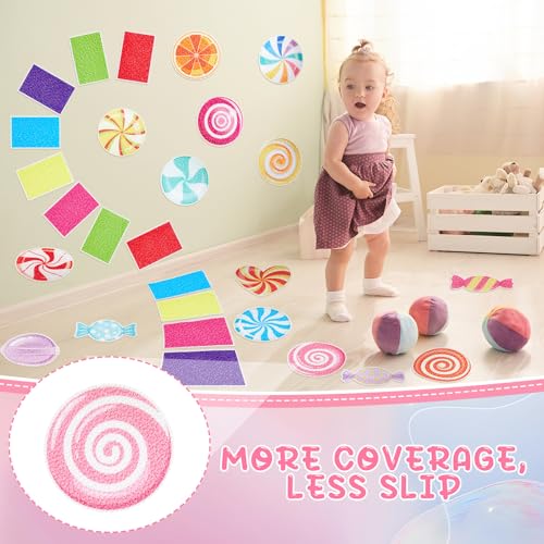 Fullhawl 30 Pcs Candy Non Slip Bathtub Stickers Colorful Candy Anti Slip Shower Stickers Shower Floor Nonslip Sticker Applique Adhesive Decals Treads with Scraper for Bathtub Bathroom Floor - style: Candy