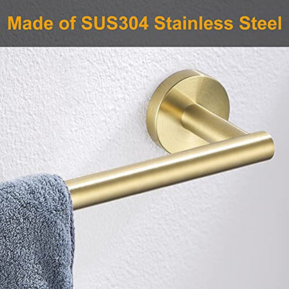 Nolimas Brushed Gold Bath Hand Towel Bar Single Bars Towel Rack Rod Classic Wall Mounted Stainless Steel Bathroom Towel Bar Toilet Kitchen Towel Shelf Single Layer,9inch - color: Brushed Gold, size: 9inch