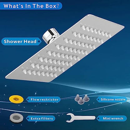 Voolan Rain Shower head, High Pressure Shower Head Made of 304 Stainless Steel, Relaxed Shower Experience Even at Low Water Flow and Pressure (6" Chrome) - color: Chrome, size: 6 Inch
