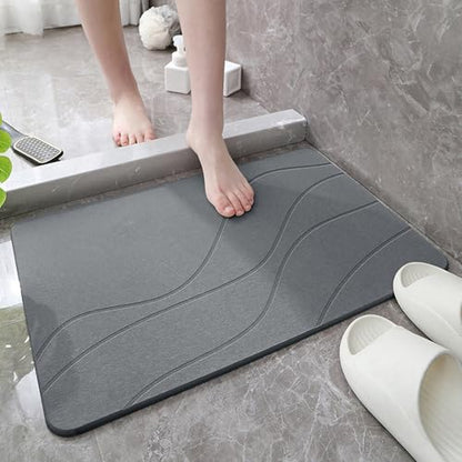 Matmend Bath Mat, Stone Bath Mat Diatomaceous Earth Quick Drying Non-Slip Shower Mats, Water Absorbing Rug Outside Shower, Diatomaceous Earth Stone Material (Grey) - color: Grey