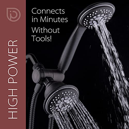 High Pressure 24-Function Dual 2-in-1 Handheld Shower Head Combo | With Self-clean Nozzles, 3-way Anti-swivel Water Diverter, and Premium Stainless Steel Hose / Bronze Finish - color: Oil Rubbed Bronze, size: 2.5 Gallon Per Minute