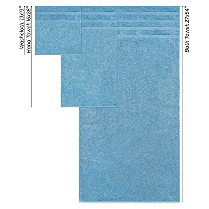 American Soft Linen 100% Carde Cotton 6 Piece Towel Set, 590 GSM Heavy Weight Soft Absorbent Turkish Towels for Bathroom, Light Blue - color: Baby Blue