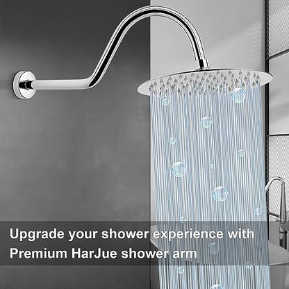 S Shaped Shower Arm, High Rise Shower Head Extension Pipe Standard 1/2" Connection with Flange, Awesome Shower Experience-Stainless Steel Bathroom Accessory(16 Inch J-S Shape, Chrome Finish) - color: Chrome Finish, style: 16" J Shape