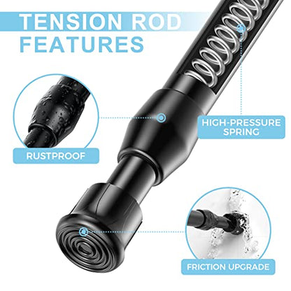 Spring Tension Curtain Rod Short Tension Rod (Black,12" to 19"-2Pcs) - color: Black, size: 12" to 19"-2Pcs