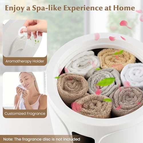 Giantex Towel Warmer Bucket for Bathroom, 20L Large Blanket Warmer with 0.5-24H Delay Timer, 30/60/90 Mins Heating Time & LED Light, Luxury Hot Towel Heater for Two 45" x 70" Oversized Towels, Bathrob