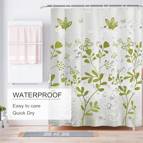 TIKABC Shower Curtain Liner, 4G PEVA Shower Liner, Plastic Waterproof Shower Curtains, with Grommet Holes and 3 Magnetic Weights(Butterfly) - color: Butterfly