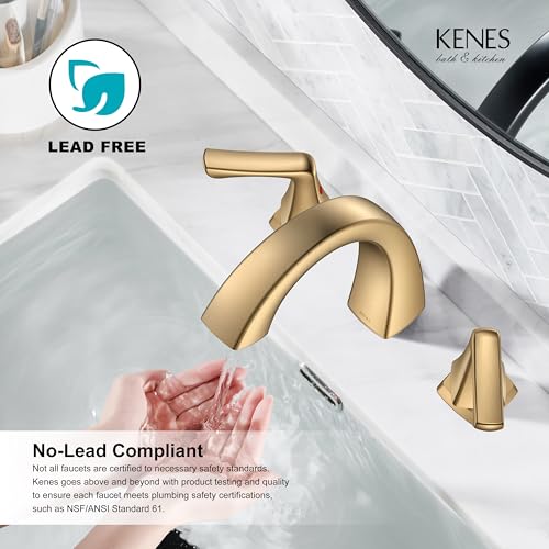 Champagne Bronze Bathroom Faucet 3 Hole, Widespread Bathroom Faucet | Bathroom Vanity Faucet with Pop Up Drain & Supply Lines, Lead-Free cUPC & NSF Certified, 8 Inch Faucet for Vanity RV Sink - color: Champagne Bronze