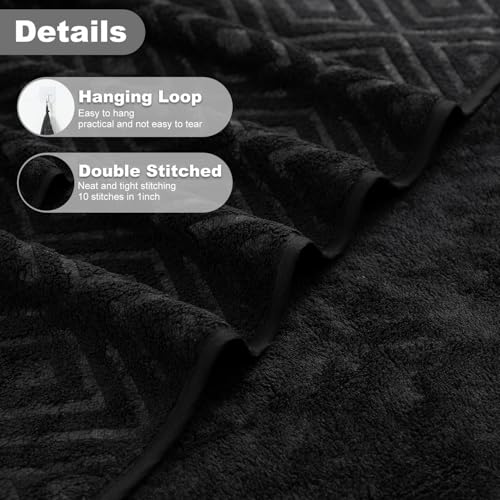 Smuge 18-Piece Bath Towel Set, Include 6 Bath Towel Sheets, 6 Hand Towels and 6 Washcloths - Highly Absorbent Quick Dry 100% Microfiber,Ultra Soft Bathroom Towel Set (Black) - color: Black, size: 18 Pcs Bath Towel Set