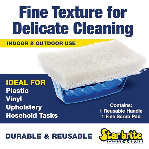 STAR BRITE Fine White Scrub Pad with Interchangeable Handle - size: Medium, style: Fine White